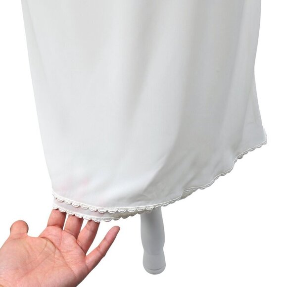 Vintage 90s Valerie Stevens Off White Mesh Floral Embroidered Nightgown Chemise - Picture 4 of 10